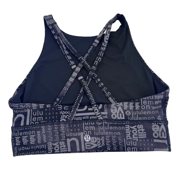 Lululemon Logo Energy Sports Bra High  Neck  Long  Line Black  sz 8 - Picture 3 of 6